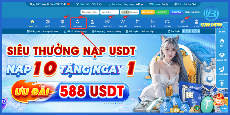 Trên giao diện 123B bạn nhấn chọn vào mục thể thao